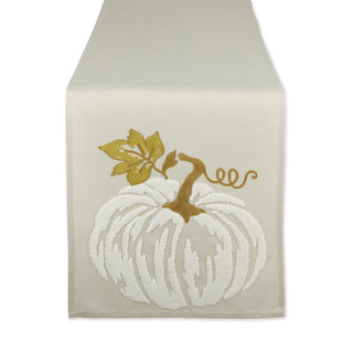 white embroidered table runner