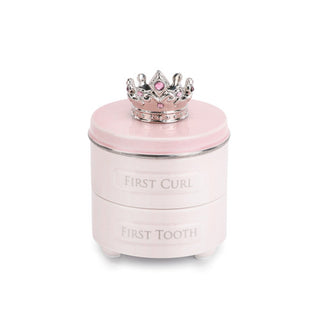 pink princess crown first tooth & curl keepsake box