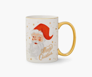 holiday porcelain mug - winking santa