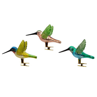 noble gems hummingbird clip-on glass ornament- assorted