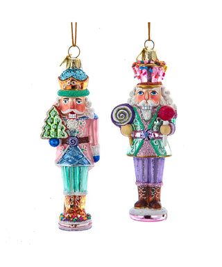 5" noble gems glass nutcrakcer with cookie or lollipop ornaments- assorted