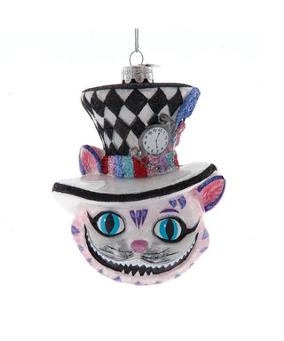 4.5" cheshire cat head glass ornament