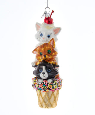 noble gems glass ice cream cone cats ornament