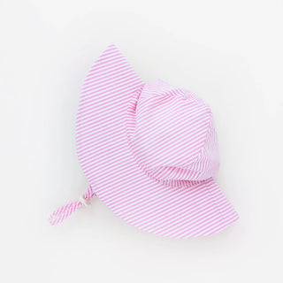 pink seersucker sunhat upf 50+ w/ adjustable breakaway strap