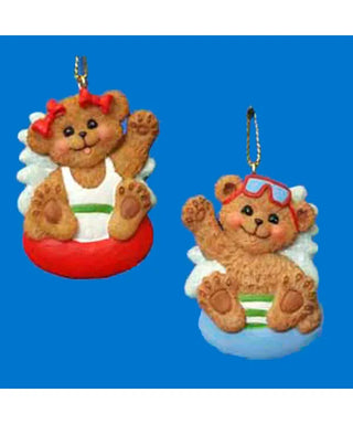 boy and girl bear ornaments for personalization- assorted