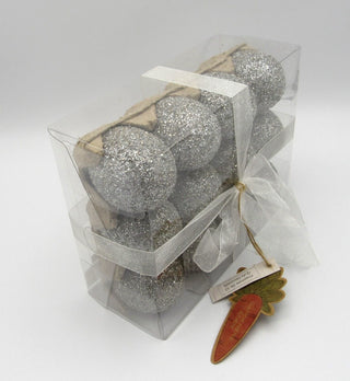 silver glitter eggs, 12 pk