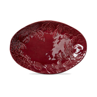 embossed autumn leaves oval platter