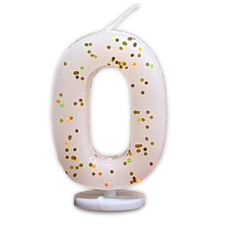 number "0" digit party candle