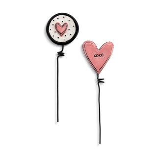 ceramic plant stakes xoxo heart set of 2, 2x7"