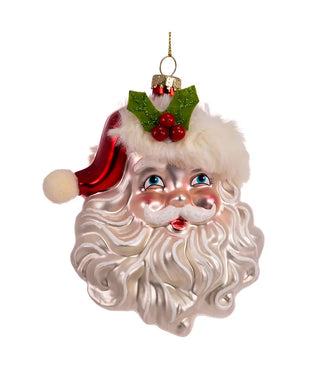 glass santa head ornament