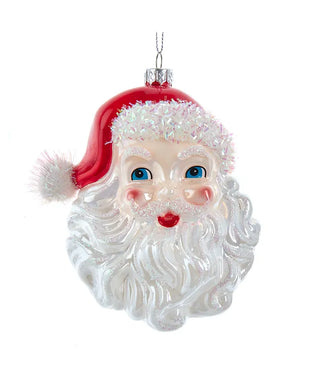 4.75" glass red & white santa head ornament