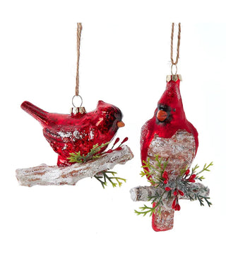 4.25-5.5" glass red cardinal ornaments - assorted