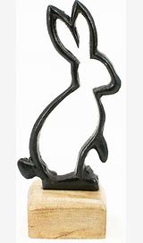 short metal bunny cutout on stand