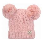 kids solid double pom pom beanie - assorted