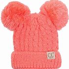 kids solid double pom pom beanie - assorted