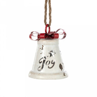 vintage white liberty bell with metal bow